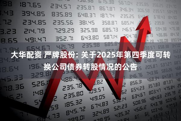 大华配资 严牌股份: 关于2025年第四季度可转换公司债券转股情况的公告